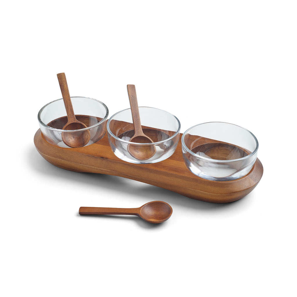 Copper Triple Condiment Server w/ Spoons