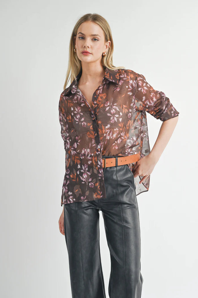 Celebrate Her Sheer Button Down