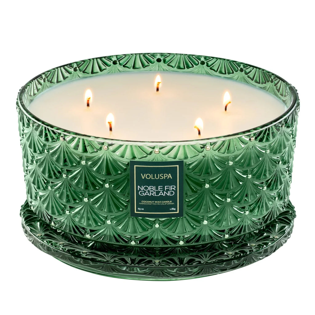 Noble Fir Garland Centerpiece Candle