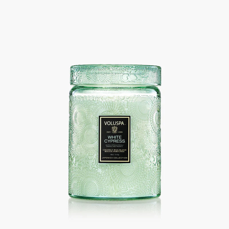 White Cypress 18oz Large Jar Candle