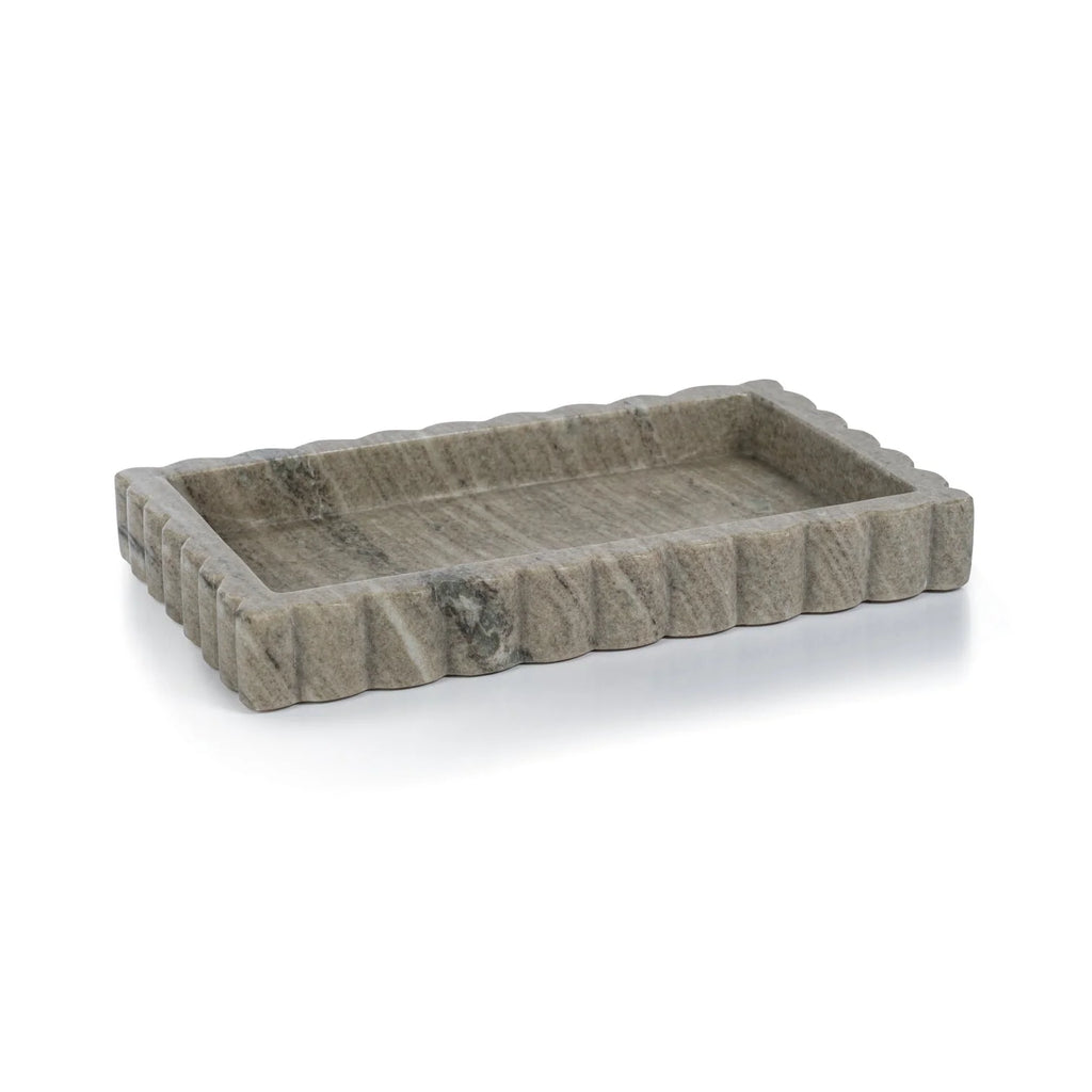 Intricate Scallop Marble Tray