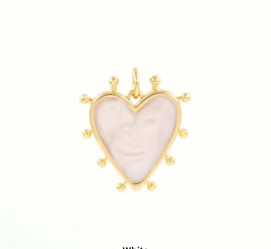 White Marbled Heart Charm ~ Deep South Originals