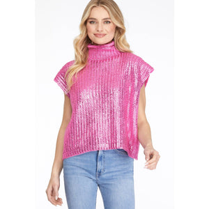 Calla Metallic Mock Neck Sweater