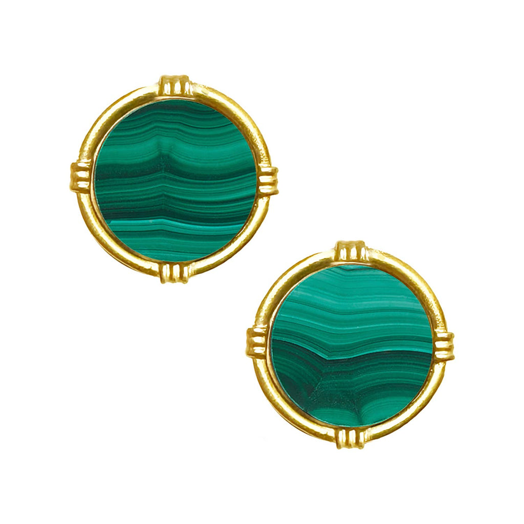 Ida Stud Earrings - Malachite