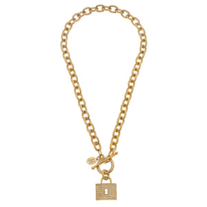 Gold Lock on Chain Toggle Necklace