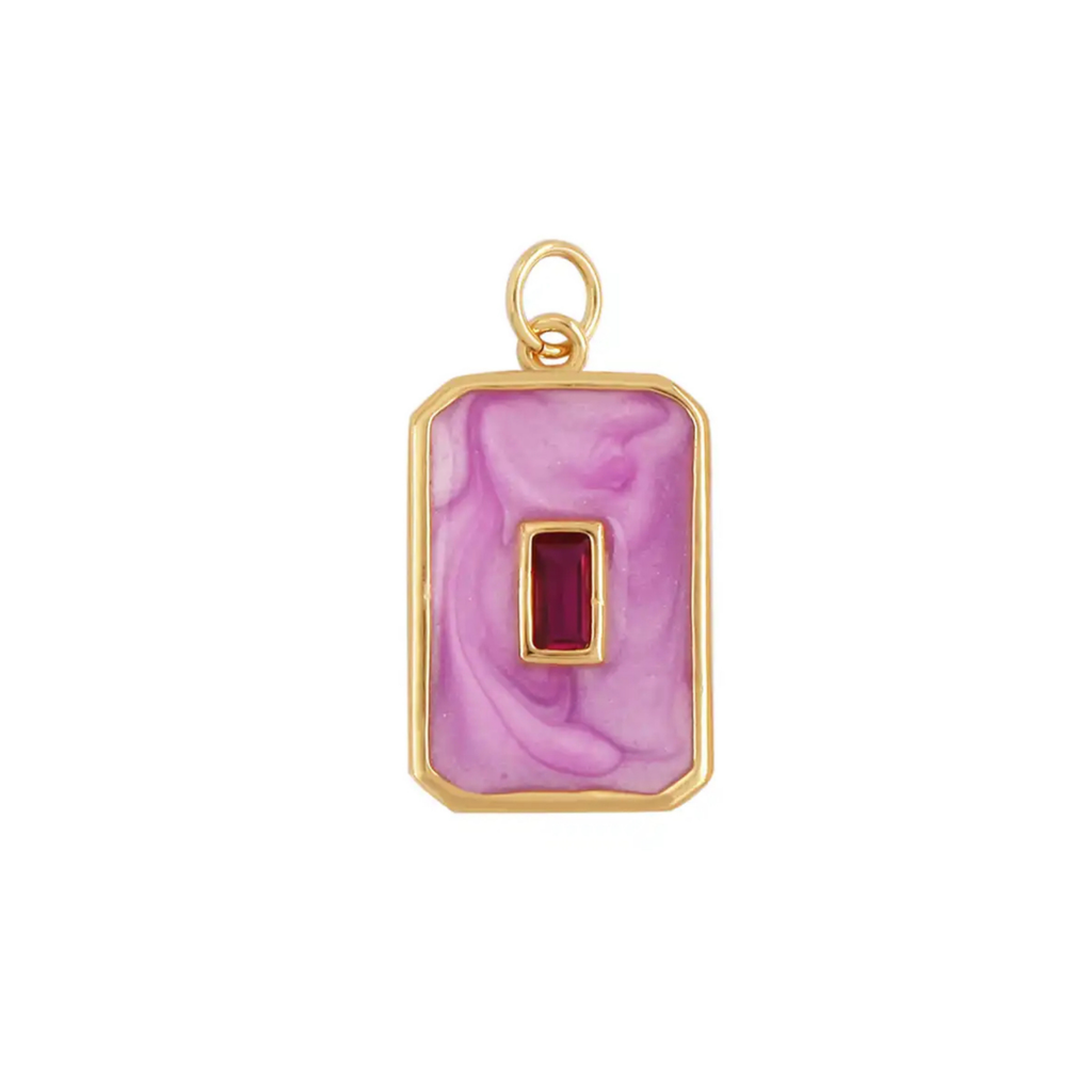 Rectangle Charm with Stone Inlay ~ Pink DSO