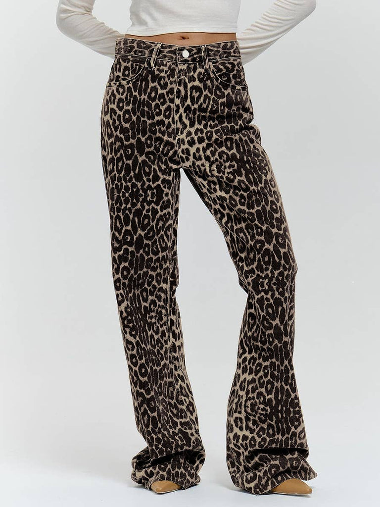 Low-Rise Leopard Print Trousers