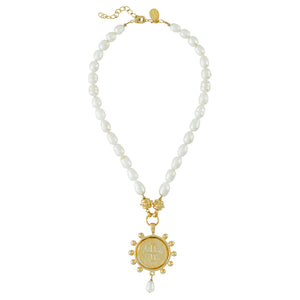 Peruvian Coin on Freshwater Pearl Necklace