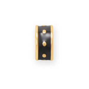 14 Karat Gold Plated Black Enamel Wheel Bead Charm