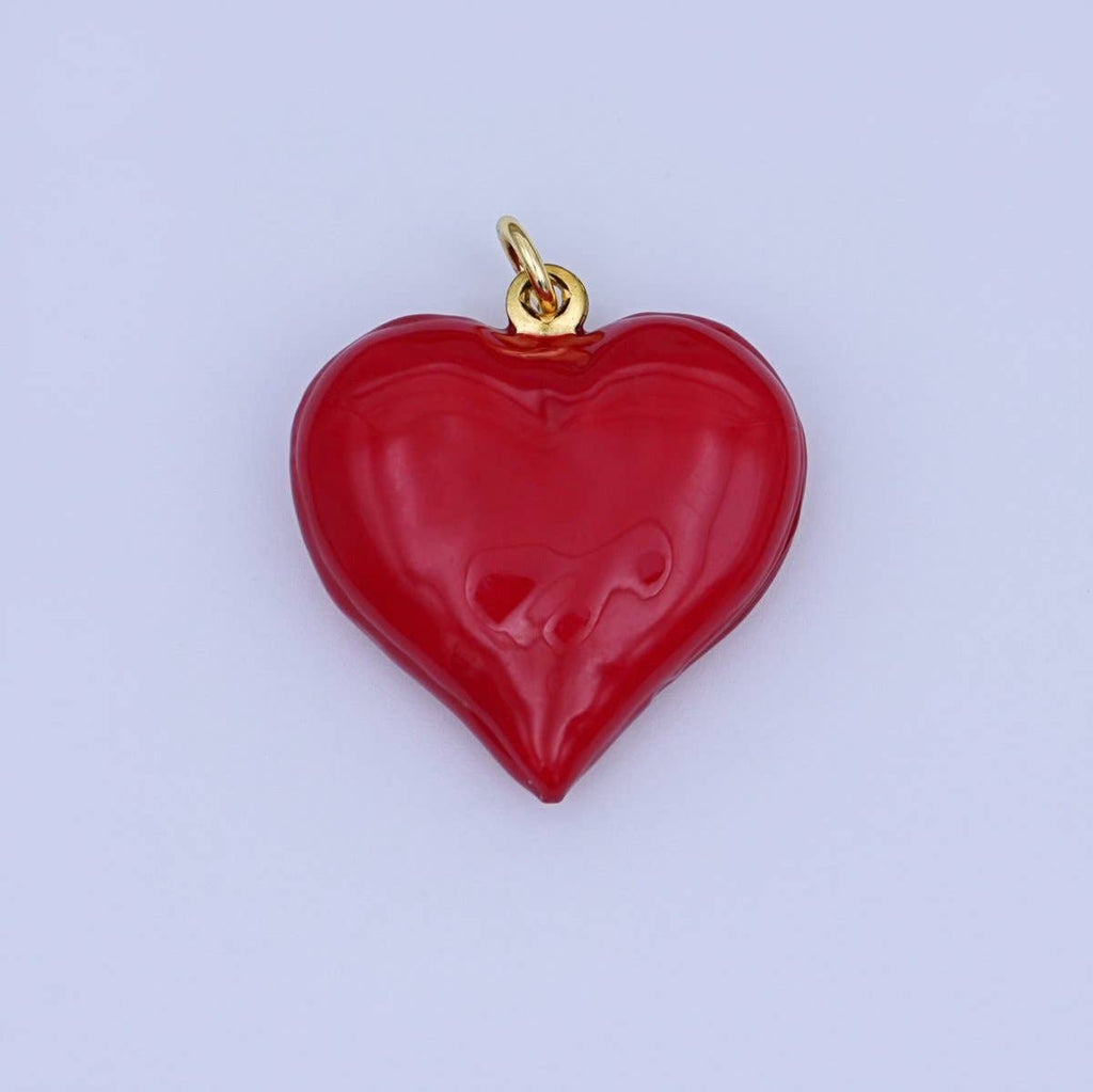 24K Gold Filled Red Enamel Heart Charm