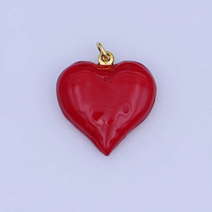 24K Gold Filled Red Enamel Heart Charm