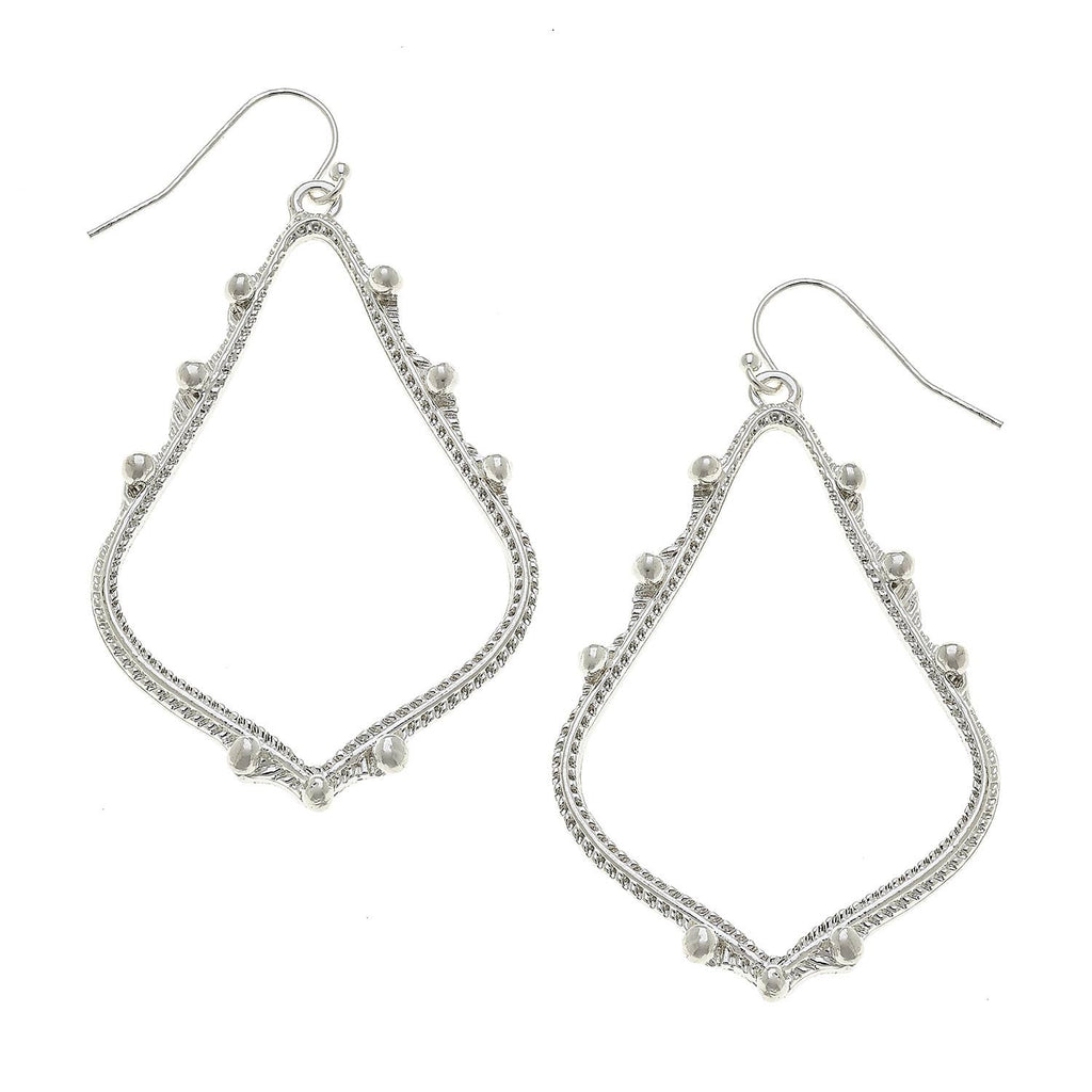 Silver Dotted Teardrop Earrings