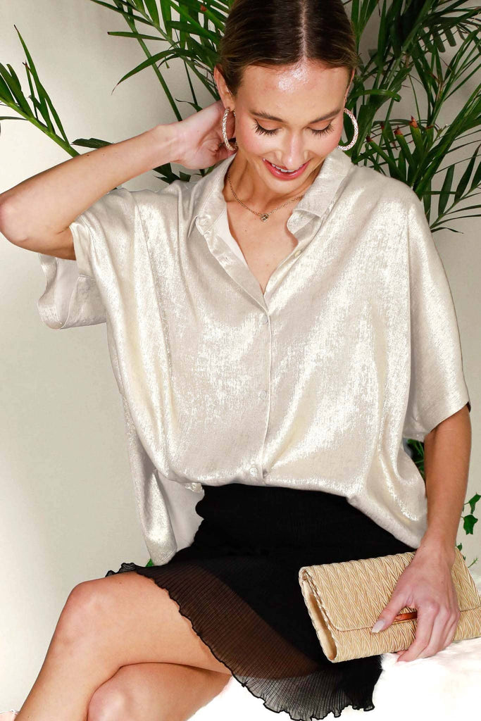 Metallic Woven Blouse