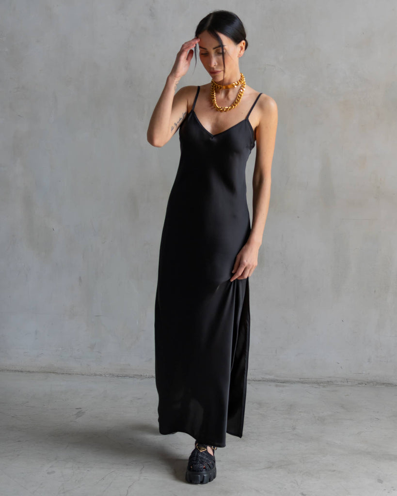 Basic Lennon Zipslip Dress Black