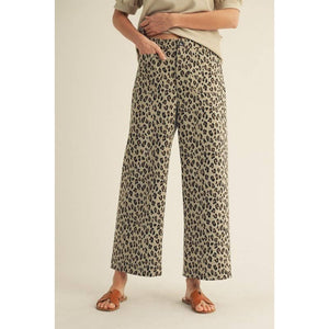Leopard Print Elastic Waist Pants