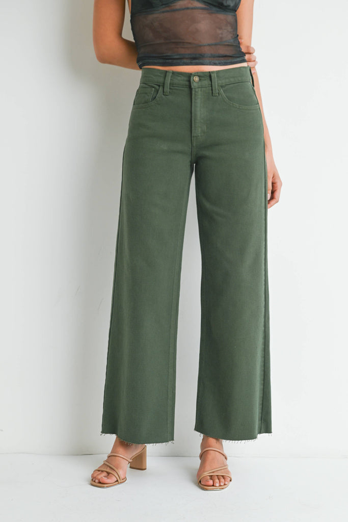 Olive Longer Length Wide Leg