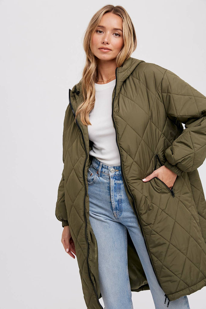 Longline Quilted Puffer Jacket