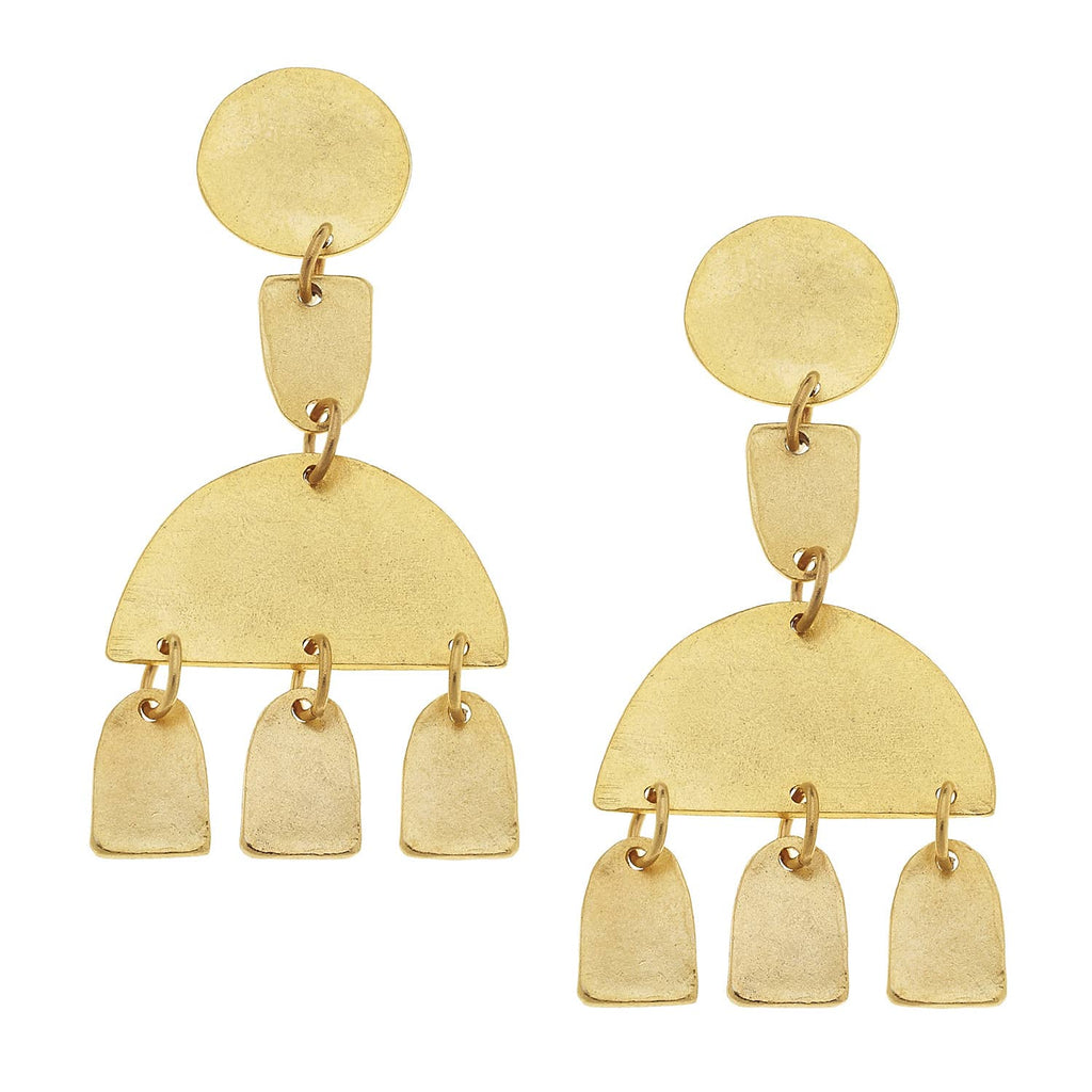 Gold Round 1-2 Circle and Drops Earrings