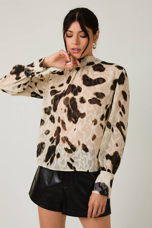 Lora High Neck Mesh Blouse