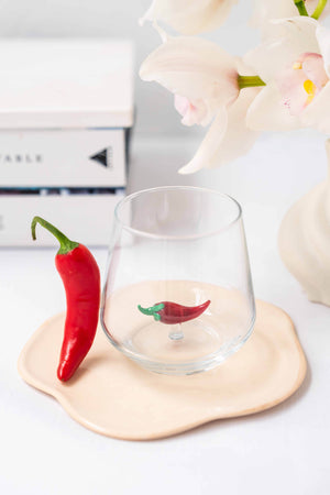 Handmade Tiny Chile Pepper Glassware - Set of 4