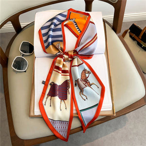 Equestrian Narrow Silk Head Scarf