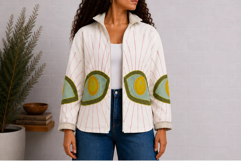 Creamsickle Evil Eye Velvet Jacket