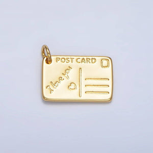 24K Gold Filled "I Love You" Post Card Charm