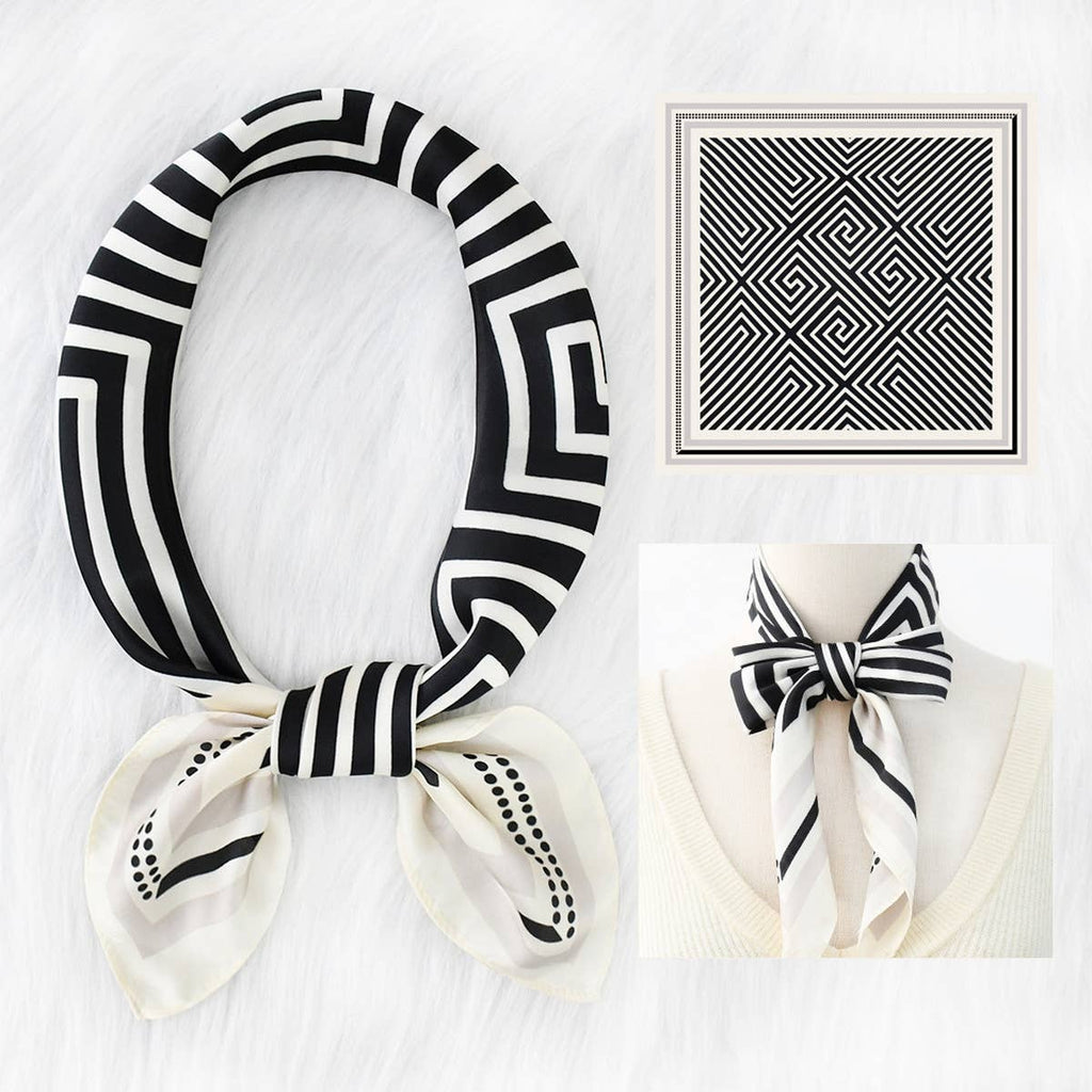 Striped Satin Square Scarf