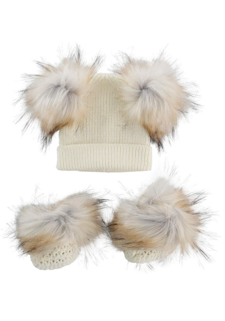 Infant Ivory Knit Beanie & Bootie Set