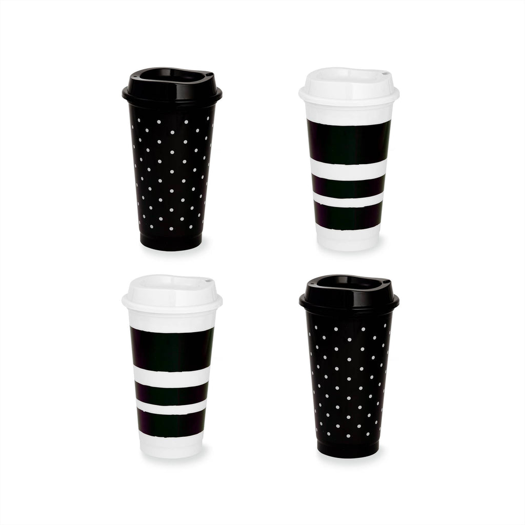 Reusable Travel Tumbler Set, Dots & Stripes