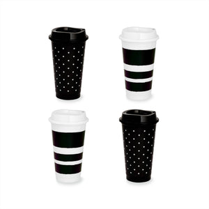 Reusable Travel Tumbler Set, Dots & Stripes