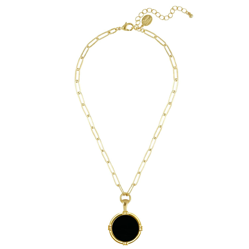 Ida Paperclip Necklace - Black Onyx