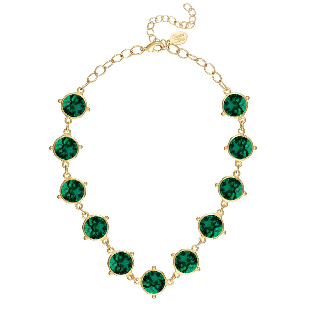 Emerald Round Crystal Choker Necklace