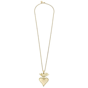 Long Gold Flaming Heart Necklace