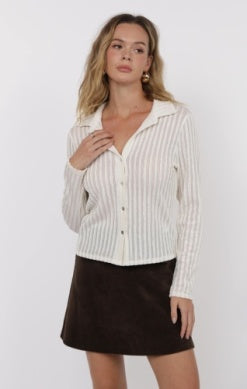 Hideaway Stripe Ruffle Lace Top