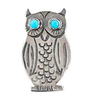 Whoot Owl Turquoise Pin