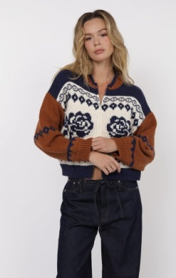 Sweet Rose Jacquard Sweater Jacket