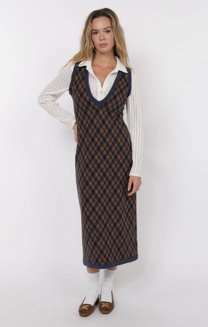 In Time Deep V-Neck Plaid Dress