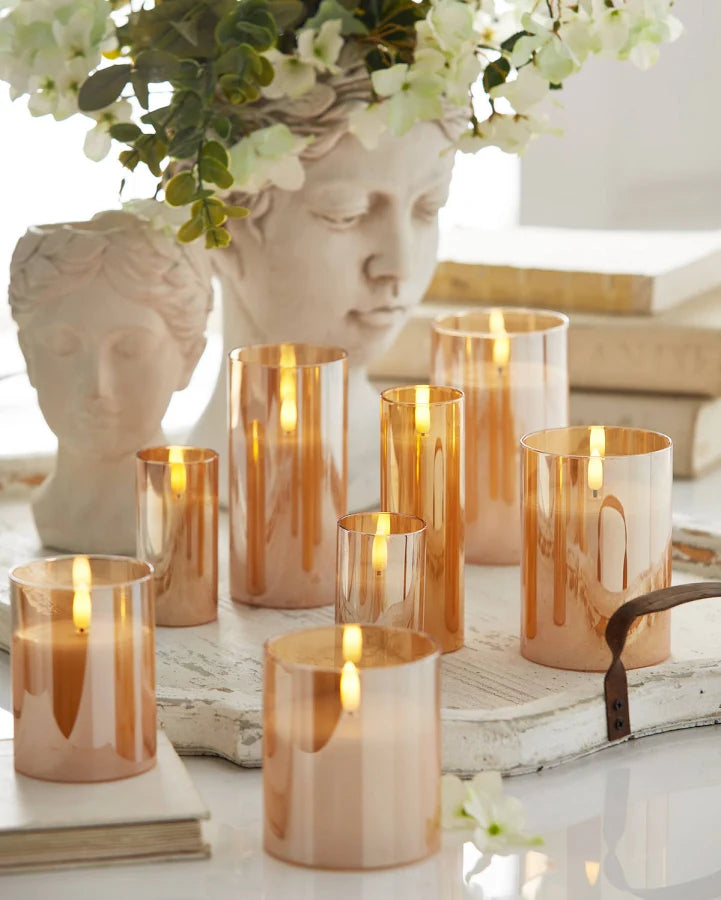 Gold Glass Ivory Pillar Candle