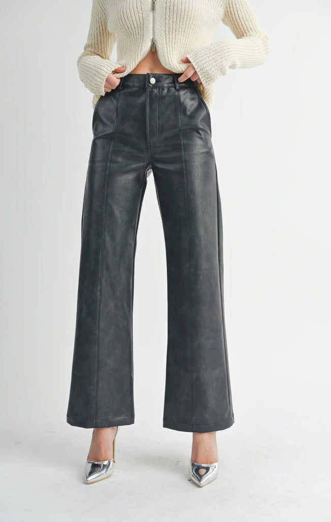 Rebel Seamed Leather Pants