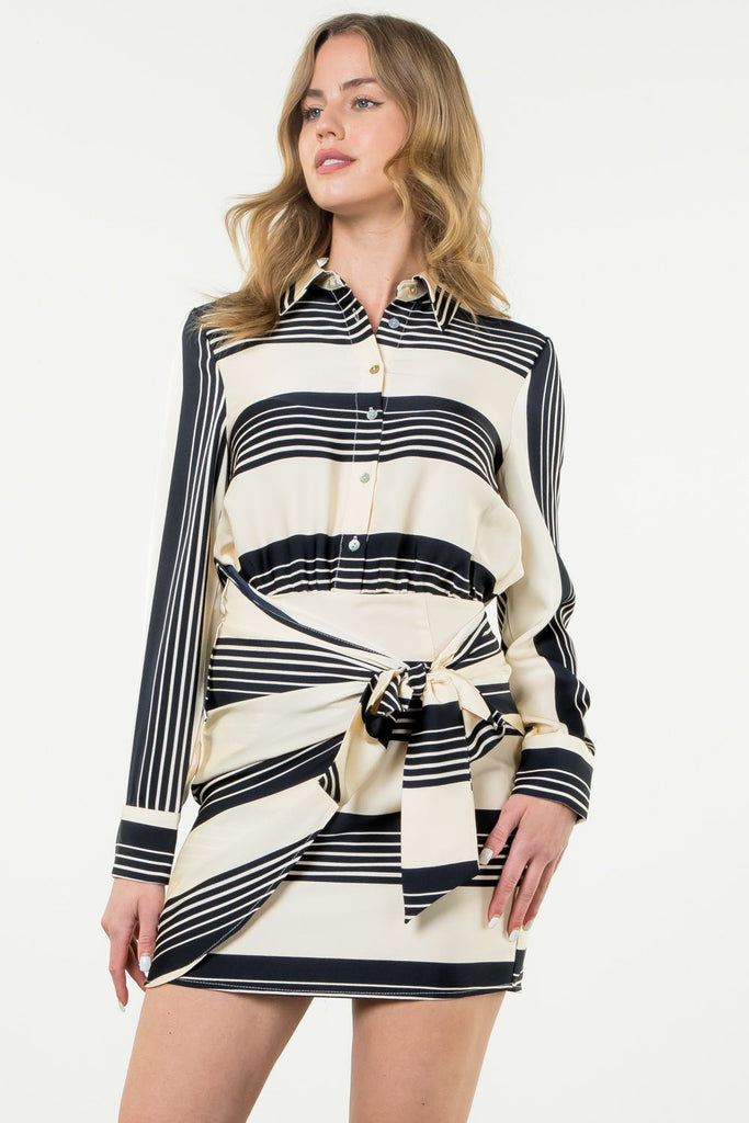 Long Sleeve Striped Midi Dress