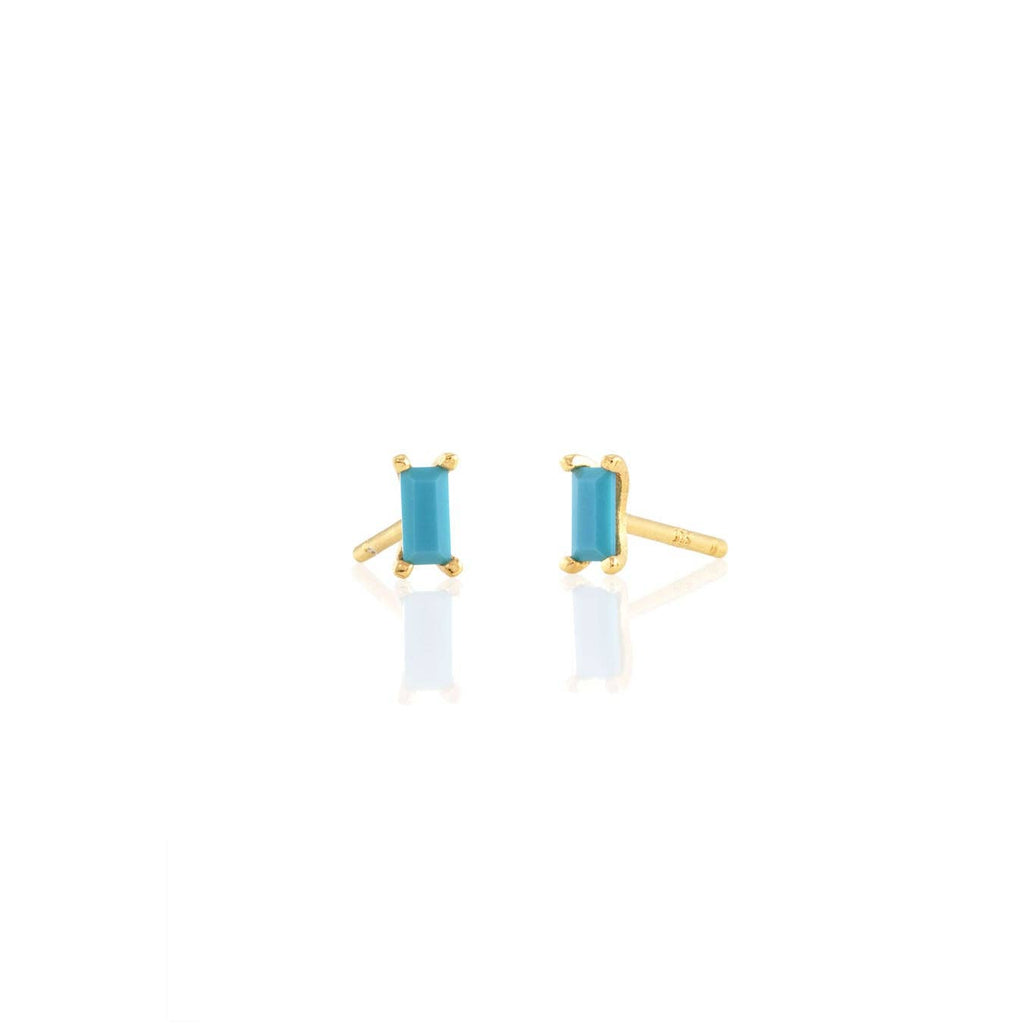 Turquoise Baguette Stud Earrings