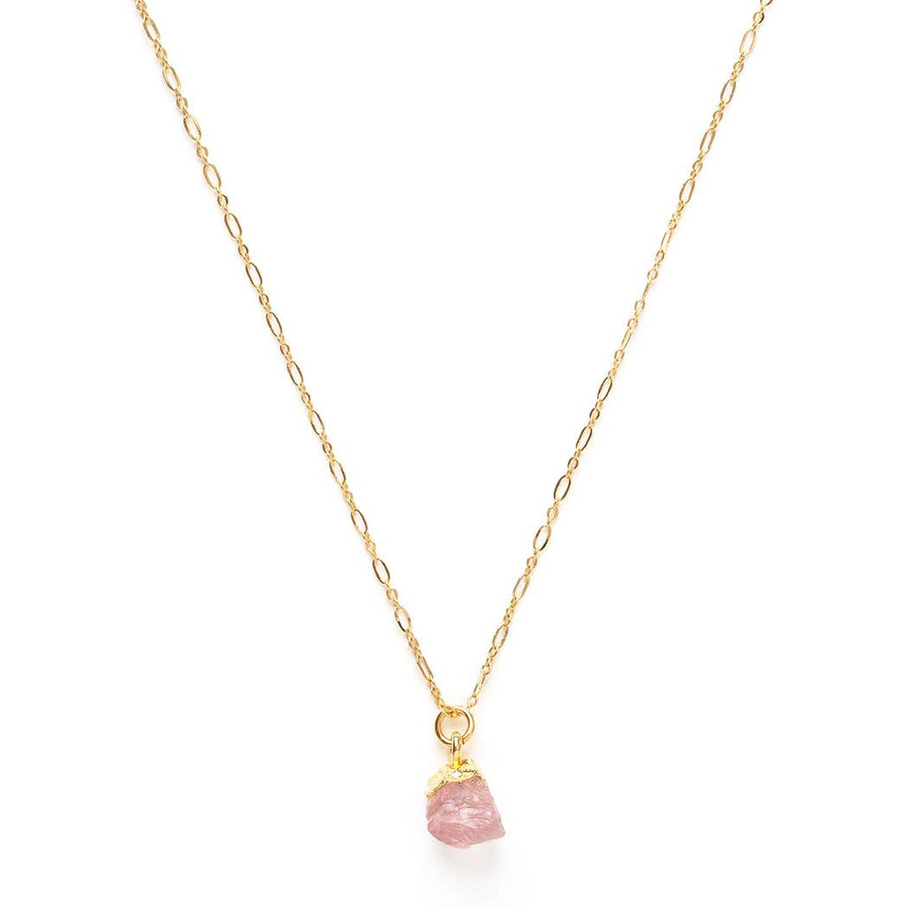 Raw Cut Gemstone Necklaces Rose Quartz