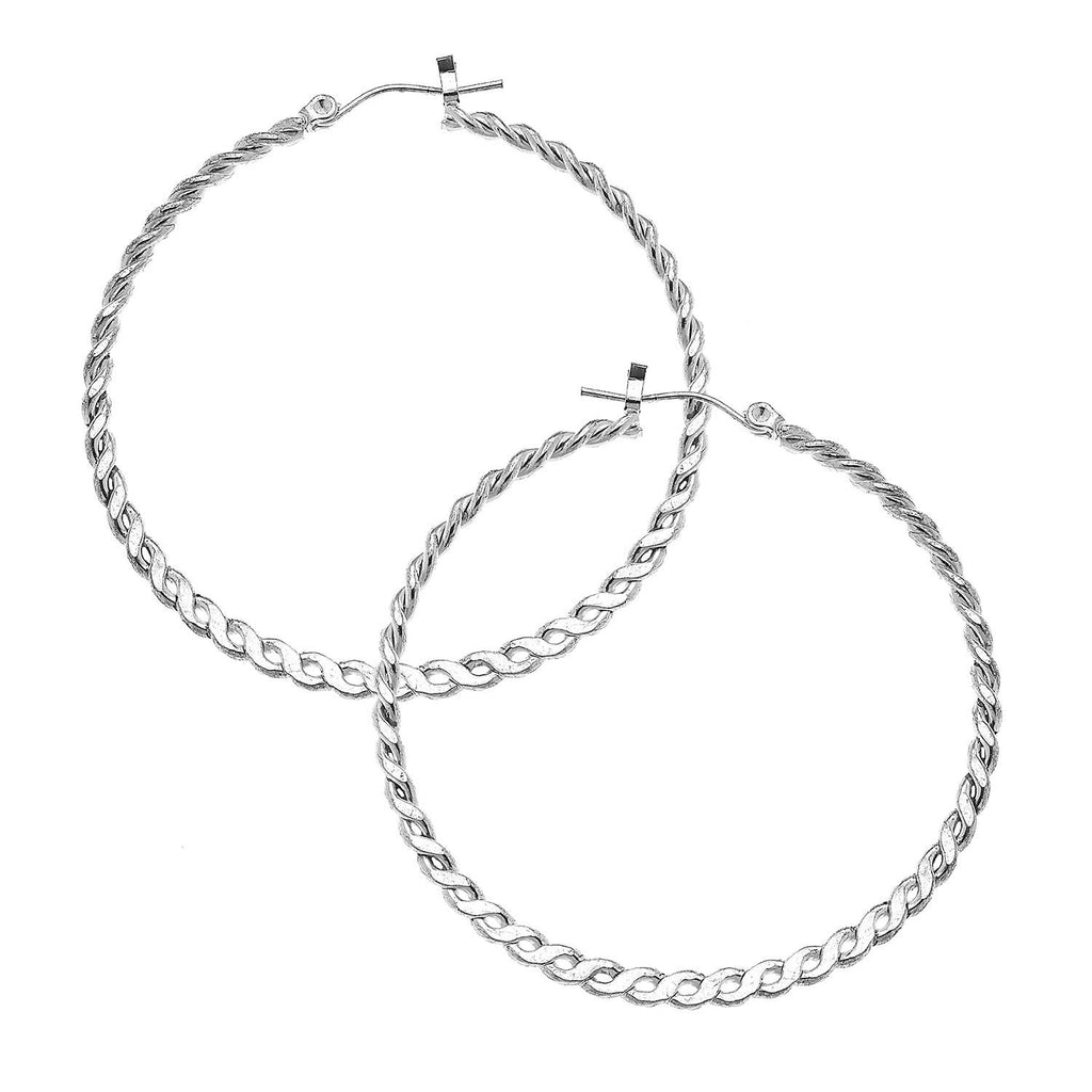 Silver Hoop Braided Earrings