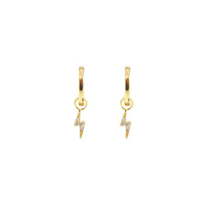 Lightning Bolt Crystal Huggie Hoop Earrings