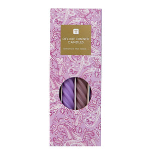 Pink and Purple Spiral Dinner Candles - 4 Pack