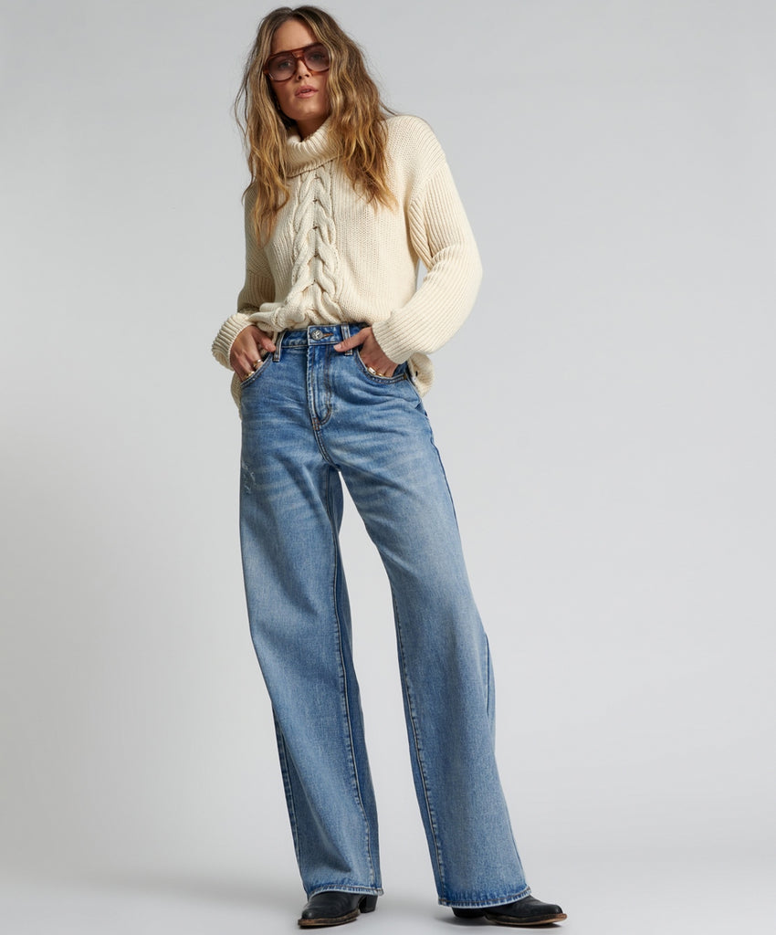 Berlin Blue Jackson Mid Waist Wide Leg Jeans