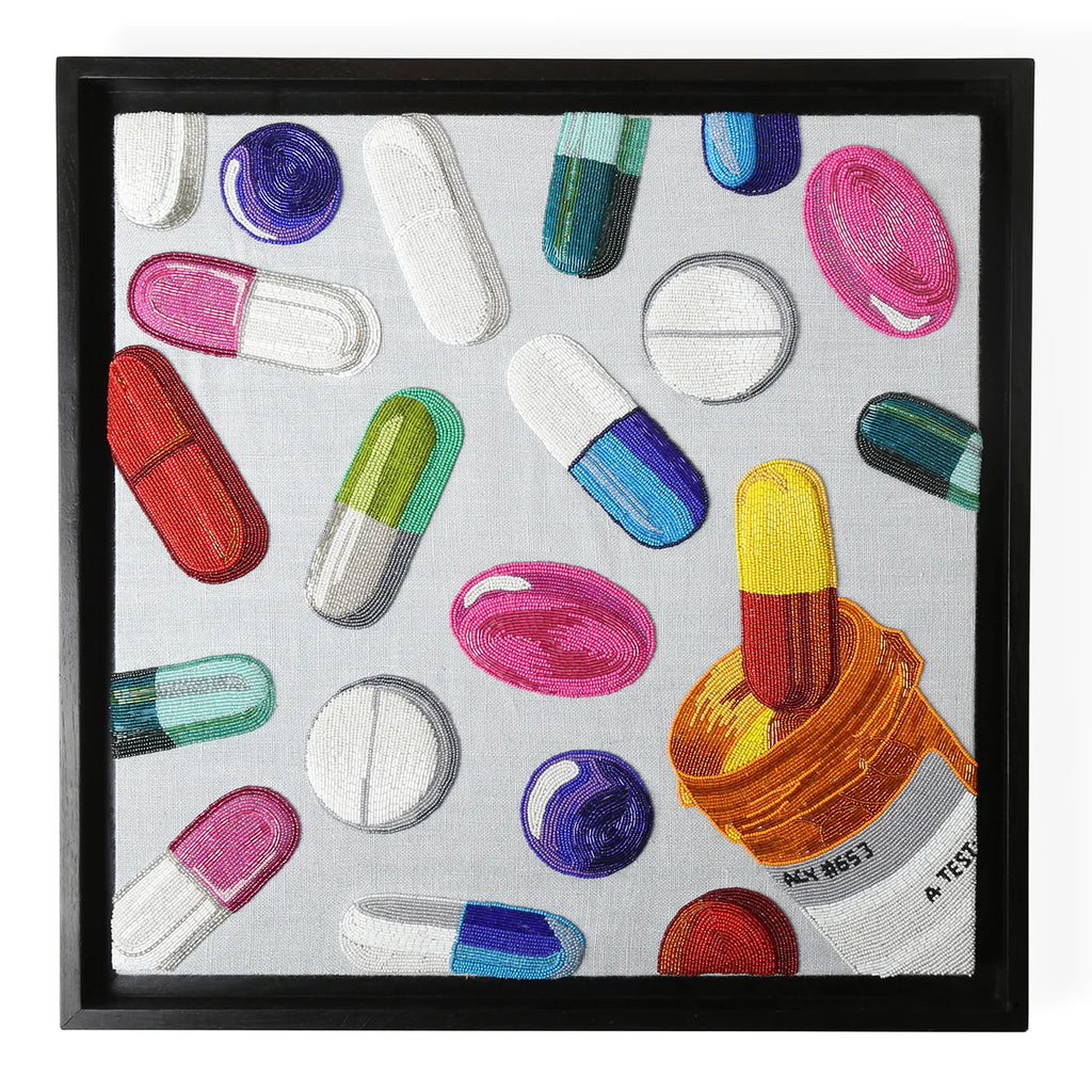 Happy Pills Beaded Wall Art