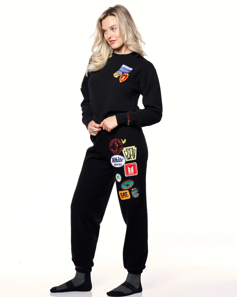 Black Patched Sweatpants