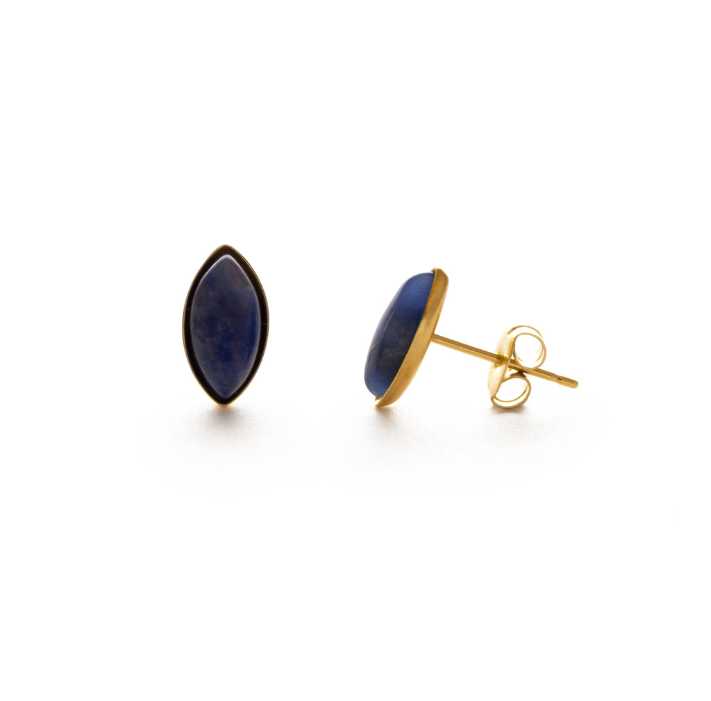 Navette Cut Semi Precious Studs Sodalite